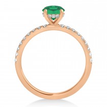 Emerald Emerald & Diamond Single Row Hidden Halo Engagement Ring 14k Rose Gold (1.31ct)