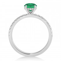 Emerald Emerald & Diamond Single Row Hidden Halo Engagement Ring 14k White Gold (1.31ct)