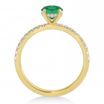Emerald Emerald & Diamond Single Row Hidden Halo Engagement Ring 14k Yellow Gold (1.31ct)