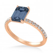 Emerald Gray Spinel & Diamond Single Row Hidden Halo Engagement Ring 14k Rose Gold (1.31ct)