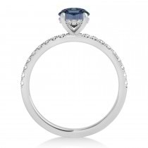 Emerald Gray Spinel & Diamond Single Row Hidden Halo Engagement Ring 14k White Gold (1.31ct)