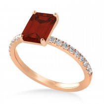 Emerald Garnet & Diamond Single Row Hidden Halo Engagement Ring 14k Rose Gold (1.31ct)
