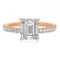 Emerald Lab Grown Diamond Single Row Hidden Halo Engagement Ring 14k Rose Gold (1.31ct)