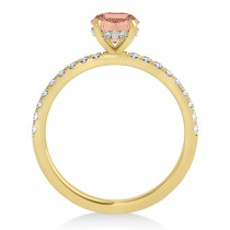 Emerald Morganite & Diamond Single Row Hidden Halo Engagement Ring 14k Yellow Gold (1.31ct)