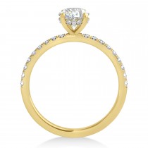 Emerald Moissanite & Diamond Single Row Hidden Halo Engagement Ring 14k Yellow Gold (1.31ct)