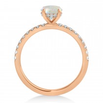 Emerald Opal & Diamond Single Row Hidden Halo Engagement Ring 14k Rose Gold (1.31ct)
