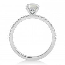 Emerald Opal & Diamond Single Row Hidden Halo Engagement Ring 14k White Gold (1.31ct)