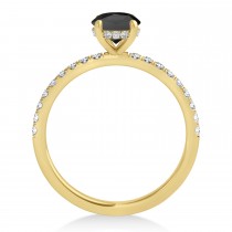 Emerald Onyx & Diamond Single Row Hidden Halo Engagement Ring 14k Yellow Gold (1.31ct)