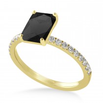 Emerald Onyx & Diamond Single Row Hidden Halo Engagement Ring 14k Yellow Gold (1.31ct)