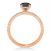 Emerald Onyx & Diamond Single Row Hidden Halo Engagement Ring 18k Rose Gold (1.31ct)
