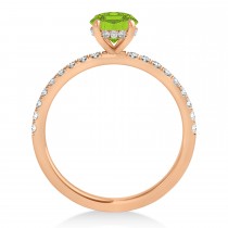 Emerald Peridot & Diamond Single Row Hidden Halo Engagement Ring 14k Rose Gold (1.31ct)