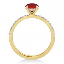 Emerald Ruby & Diamond Single Row Hidden Halo Engagement Ring 18k Yellow Gold (1.31ct)