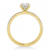 Oval Diamond Single Row Hidden Halo Engagement Ring 14k Yellow Gold (1.00ct)
