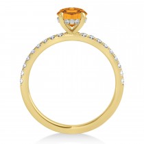 Oval Citrine & Diamond Single Row Hidden Halo Engagement Ring 14k Yellow Gold (0.68ct)