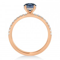 Oval Gray Spinel & Diamond Single Row Hidden Halo Engagement Ring 14k Rose Gold (0.68ct)