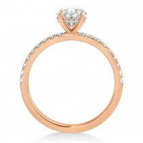Oval Lab Grown Diamond Single Row Hidden Halo Engagement Ring 18k Rose Gold (1.50ct)