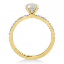Oval Opal & Diamond Single Row Hidden Halo Engagement Ring 18k Yellow Gold (0.68ct)