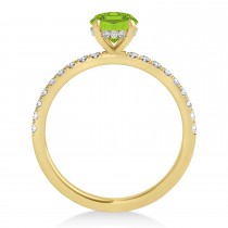 Oval Peridot & Diamond Single Row Hidden Halo Engagement Ring 18k Yellow Gold (0.68ct)