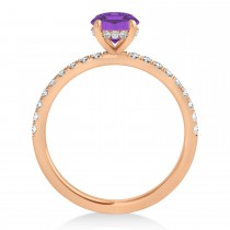 Princess Amethyst & Diamond Single Row Hidden Halo Engagement Ring 18k Rose Gold (0.81ct)