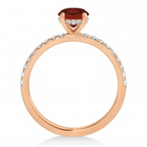 Princess Garnet & Diamond Single Row Hidden Halo Engagement Ring 14k Rose Gold (0.81ct)