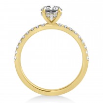 Princess Lab Grown Diamond Single Row Hidden Halo Engagement Ring 14k Yellow Gold (0.81ct)