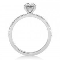 Princess Lab Grown Diamond Single Row Hidden Halo Engagement Ring 18k White Gold (0.81ct)