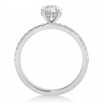 Princess Moissanite & Diamond Single Row Hidden Halo Engagement Ring 14k White Gold (0.81ct)