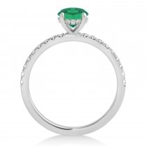 Round Emerald & Diamond Single Row Hidden Halo Engagement Ring Platinum (1.25ct)