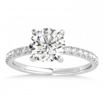 Round Lab Grown Diamond Single Row Hidden Halo Engagement Ring 18k White Gold (1.25ct)