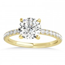 Round Lab Grown Diamond Single Row Hidden Halo Engagement Ring 18k Yellow Gold (1.25ct)