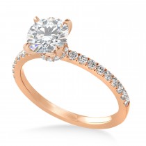 Round Moissanite & Diamond Single Row Hidden Halo Engagement Ring 14k Rose Gold (1.25ct)