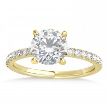 Round Moissanite & Diamond Single Row Hidden Halo Engagement Ring 14k Yellow Gold (1.25ct)