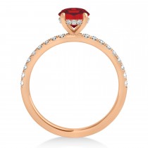 Round Ruby & Diamond Single Row Hidden Halo Engagement Ring 14k Rose Gold (1.25ct)