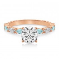 Alternating Diamond & Aquamarine Marquise Engagement Ring 14k Rose Gold (0.63ct)