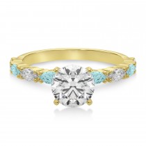 Alternating Diamond & Aquamarine Marquise Engagement Ring 14k Yellow Gold (0.63ct)