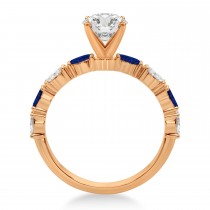 Alternating Diamond & Blue Sapphire Marquise Engagement Ring 14k Rose Gold (0.63ct)