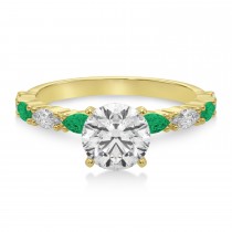 Alternating Diamond & Emerald Marquise Engagement Ring 14k Yellow Gold (0.63ct)