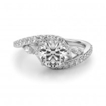 Swirl Design Diamond Engagement Ring 14K White Gold (0.63ct)