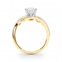 Swirl Design Round Diamond & Marquise Engagement Ring 18K Yellow Gold (0.63ct)