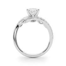 Swirl Design Round Diamond & Marquise Engagement Ring in Palladium (0.63ct)