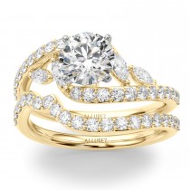 Swirl Design Diamond & Marquise Bridal Set 14K Yellow Gold (0.96ct)