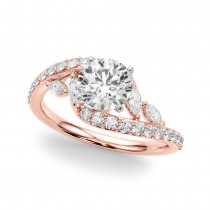 Swirl Design Diamond & Marquise Bridal Set 18K Rose Gold (0.96ct)