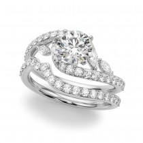 Swirl Design Diamond & Marquise Bridal Set in Palladium (0.96ct)