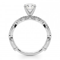 Antique Style Black Diamond Engagement Ring 14K White Gold (0.20ct)