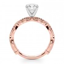 Antique Style Black Diamond Engagement Ring 18K Rose Gold (0.20ct)
