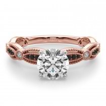 Antique Style Black Diamond Engagement Ring 18K Rose Gold (0.20ct)