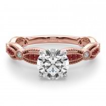 Antique Style Ruby & Diamond Engagement Ring 18K Rose Gold (0.20ct)