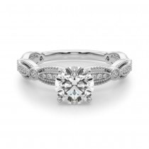 Antique Style Diamond Engagement Ring 18K White Gold (0.20ct)