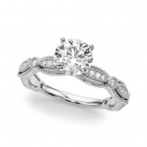 Antique Style Diamond Engagement Ring 18K White Gold (0.20ct)