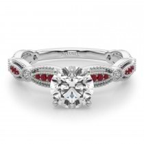 Antique Style Ruby & Diamond Engagement Ring in Palladium (0.20ct)